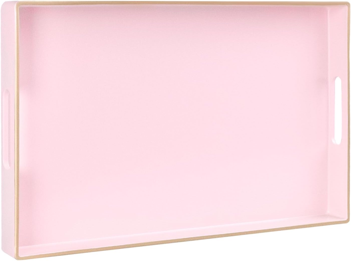 Pink Decorative Resin-Coated Serving Tray with Handles – Elegant Coffee Table Tray for Ottoman, Living Room & Home Décorin Serving Tray with Handles – Luxury Coffee Table Tray for Ottoman, Home, and Office Décor