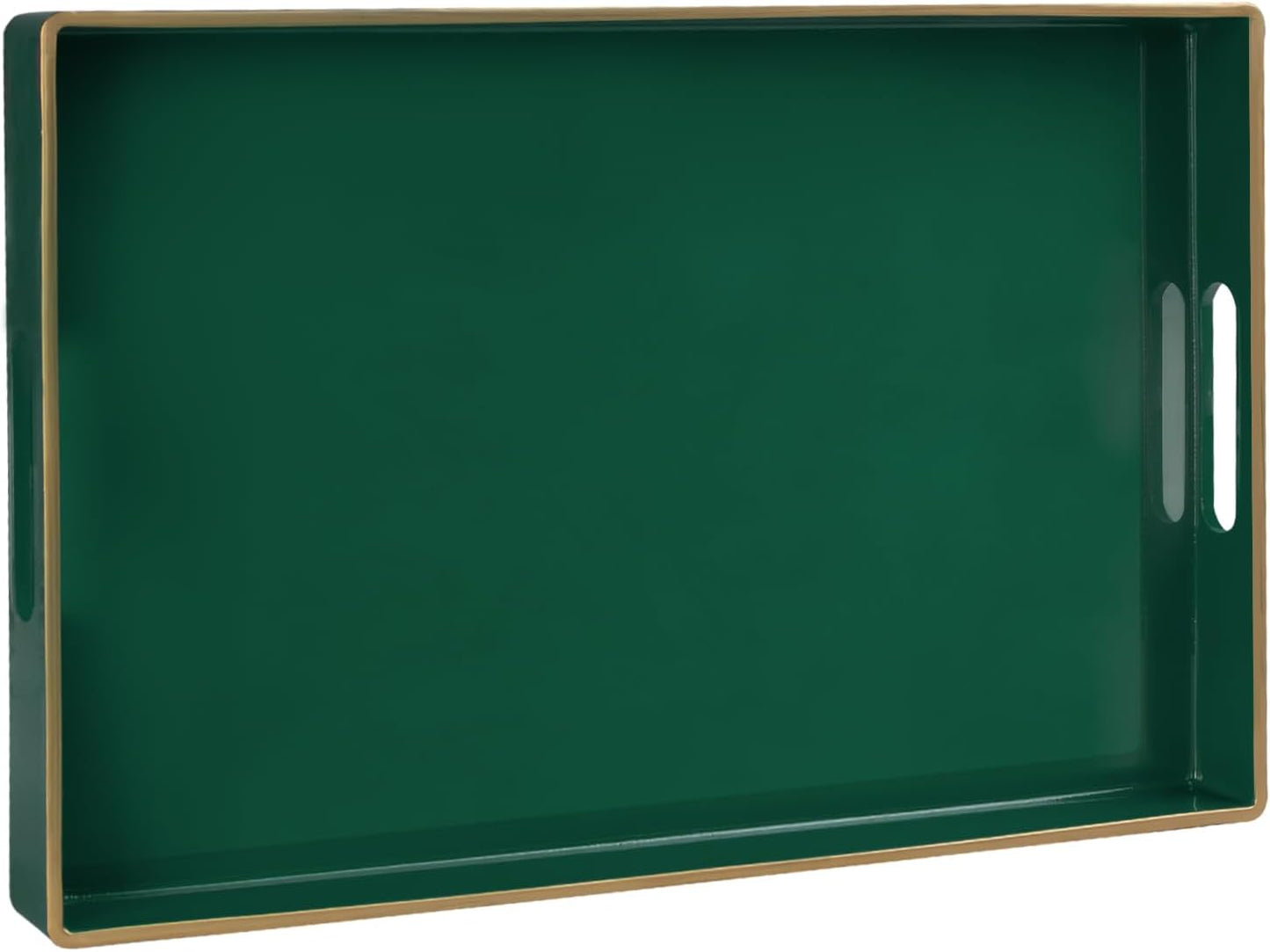 Green Decorative Resin Tray with Handles – Luxury Serving & Display Tray for Living Room, Kitchen & Office