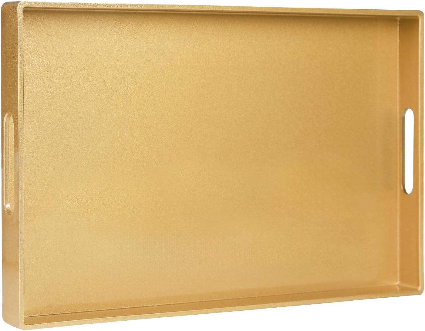 Gold Decorative Resin-Coated Serving Tray with Handles – Luxury Coffee Table Tray for Ottoman, Living Room & Home Décor